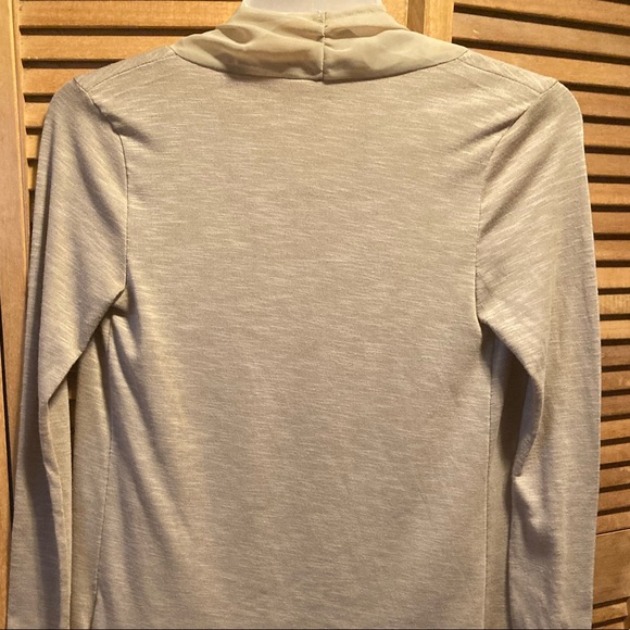 Metaphor Tan Open Front Chiffon Trim Cardigan - Picture 10 of 12